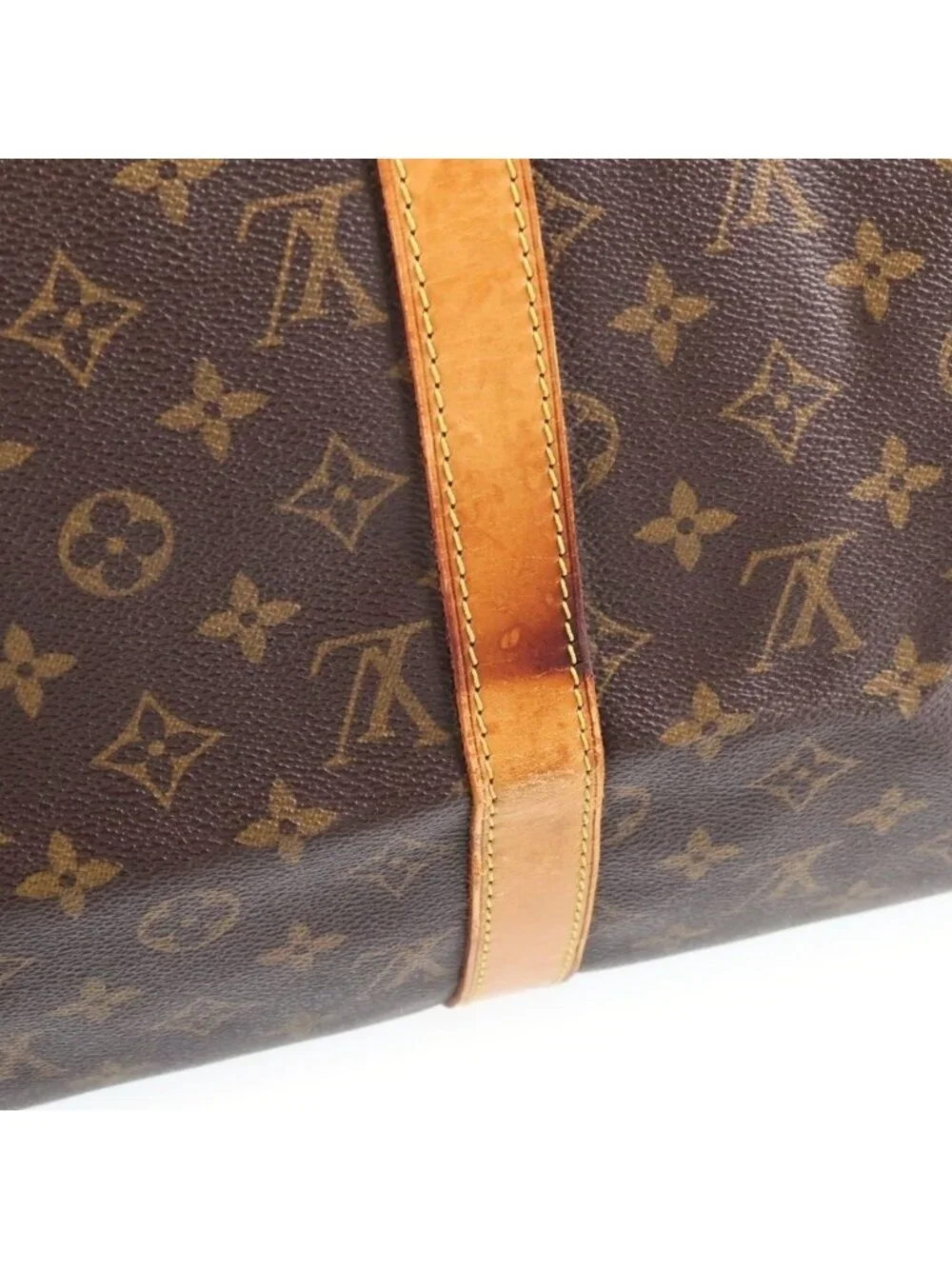 Louis Vuitton Monogram Keepall 50 Leather Boston Bag Brown